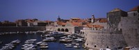 High angle view of boats at a port, Old port, Dubrovnik, Croatia Fine Art Print