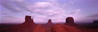 Buttes at sunset, The Mittens, Merrick Butte, Monument Valley, Arizona, USA Fine Art Print