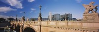 Statue on an arch bridge, Moltke Bridge, Central Station, Berlin, Germany Fine Art Print