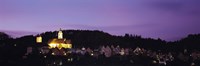 Church lit up at dusk in a town, Horb Am Neckar, Black Forest, Baden-Wurttemberg, Germany Fine Art Print