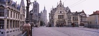 Tourists walking in front of a church, St. Nicolas Church, Ghent, Belgium Fine Art Print