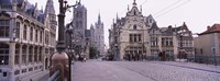 Tourists walking in front of a church, St. Nicolas Church, Ghent, Belgium by Panoramic Images - 36" x 13" - $34.99