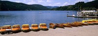 Row of boats in a dock, Titisee, Black Forest, Germany Fine Art Print