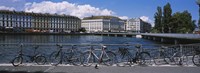 Buildings at the waterfront, Rhone River, Geneva, Switzerland by Panoramic Images - 36" x 12"