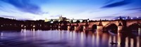 Arch bridge across a river with a cathedral, St. Vitus Cathedral, Hradcany Castle, Vltava river, Prague, Czech Republic Fine Art Print