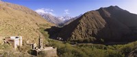 Ruins of a village with mountains in the background, Atlas Mountains, Marrakesh, Morocco Fine Art Print