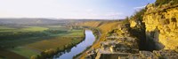 High angle view of vineyards along a river, Einzellage, Hessigheimer Felsengarten, Hessigheim, Baden-Wurttemberg, Germany Fine Art Print