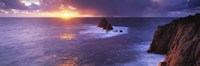 Sunset over the sea, Land's End, Cornwall, England Fine Art Print