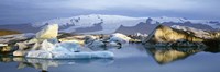 Icebergs on Jokulsarlon lagoon, water reflection, Vatnajokull Glacier, Iceland. Fine Art Print