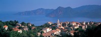 High angle view of a town at the coast, Piana, Corsica, France Fine Art Print