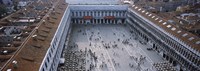 High angle view of a town square, St. Mark's Square, St Mark's Campanile, Venice, Veneto, Italy Fine Art Print