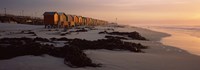 Changing room huts on the beach, Muizenberg Beach, False Bay, Cape Town, Western Cape Province, Republic of South Africa Fine Art Print