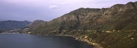 Road towards a mountain peak with town, Mt Chapman's Peak, Hout Bay, Cape Town, Western Cape Province, Republic of South Africa Fine Art Print