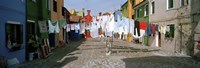 Clothesline in a street, Burano, Veneto, Italy Fine Art Print