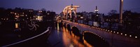 Bridge lit up at night, Magere Brug, Amsterdam, Netherlands Fine Art Print