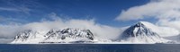 Snow covered mountains, Magdalene Fjord, Spitsbergen, Svalbard Islands, Norway Fine Art Print