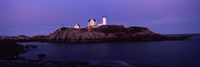 Lighthouse on the coast at dusk, Nubble Lighthouse, York, York County, Maine Fine Art Print