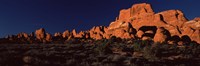 Rock formations on an arid landscape, Arches National Park, Moab, Grand County, Utah, USA by Panoramic Images - 36" x 12"
