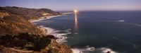 Lighthouse lit up at night, moonlight exposure, Big Sur, California, USA Fine Art Print