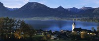 Village at the lakeside, Wolfgangsee, Salzkammergut, Austria Fine Art Print