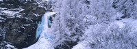 High angle view of a frozen waterfall, Valais Canton, Switzerland Fine Art Print