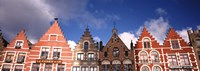 Low angle view of colorful buildings, Main Square, Bruges, West Flanders, Flemish Region, Belgium Fine Art Print