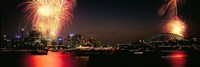 Firework display at New year's eve in a city, Cremorne Point, Sydney, New South Wales, Australia Fine Art Print