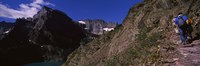 Hikers hiking on a mountain, US Glacier National Park, Montana, USA Fine Art Print