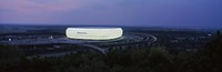 Soccer stadium lit up at nigh, Allianz Arena, Munich, Bavaria, Germany Fine Art Print