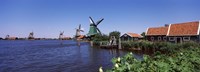 Open air museum at the waterfront, Zaanse Schans, Zaanstad, North Holland, Netherlands Fine Art Print
