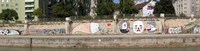 Graffiti on a wall at the riverside, Wien River, Vienna, Austria Fine Art Print