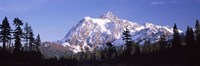 Mountain range covered with snow, Mt Shuksan, Picture Lake, North Cascades National Park, Washington State, USA Fine Art Print