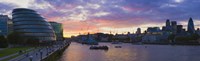 City hall with office buildings at sunset, Thames River, London, England by Panoramic Images - 36" x 12"