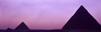 Silhouette of pyramids at dusk, Giza, Egypt Fine Art Print