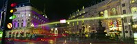 Buildings lit up at night, Piccadilly Circus, London, England Fine Art Print