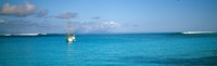 Boat in the ocean, Huahine Island, Society Islands, French Polynesia Fine Art Print