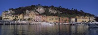 Boats docked at a port, English Promenade, Nice, Alpes-Maritimes, Provence-Alpes-Cote d'Azur, France Fine Art Print