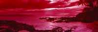 Red Sunset over the coast, Makena Beach, Maui, Hawaii Fine Art Print