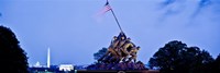 Iwo Jima Memorial at dusk with Washington Monument in the background, Arlington National Cemetery, Arlington, Virginia, USA Framed Print