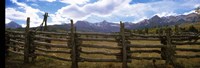 Fence in a field, State Highway 62, Ridgway, Colorado Fine Art Print