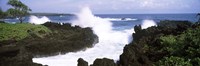 Waves breaking at the coast, Hana Coast, Black Sand Beach, Hana Highway, Waianapanapa State Park, Maui, Hawaii, USA Fine Art Print