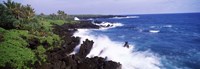 Rock formations at the coast, Hana Coast, Black Sand Beach, Hana Highway, Waianapanapa State Park, Maui, Hawaii, USA Fine Art Print