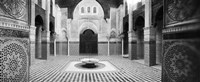 Interiors of a medersa, Medersa Bou Inania, Fez, Morocco (black and white) Fine Art Print