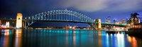 Sydney Harbour Bridge with the Sydney Opera House in the background, Sydney Harbor, Sydney, New South Wales, Australia Framed Print