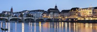 Bridge across a river with a cathedral, Mittlere Rheinbrucke, St. Martin's Church, River Rhine, Basel, Switzerland Fine Art Print