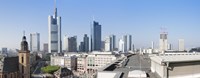 City skyline with St. Catherine's Church from over the rooftop of the Cathedral Museum, Frankfurt, Hesse, Germany Fine Art Print