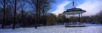 Bandstand in snow, Regents Park, London, England Fine Art Print