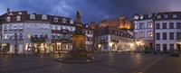 Castle in town square at dusk, Kornmarkt, Baden-Wurttemberg, Germany Fine Art Print