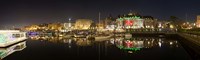 Buildings lit up at night, Inner Harbour, Victoria, British Columbia, Canada 2011 Fine Art Print