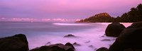 Sunset over main beach on North Island, Seychelles Fine Art Print